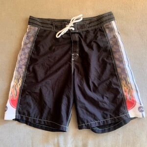 Vintage Rusty Board Shorts w/ Checkered Flame Side Panels